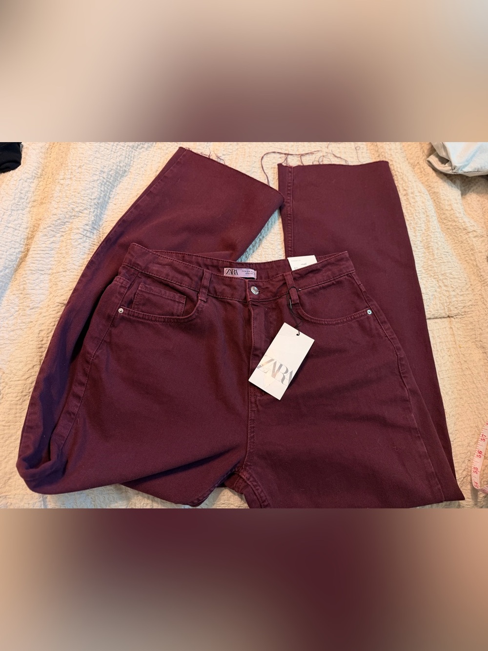 Zara Women's Straight Leg Jeans - Deep Wine
